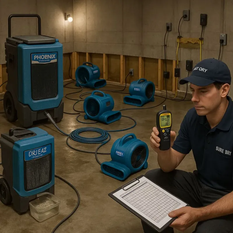 Structural Drying and Dehumidification process in Frederick, OK